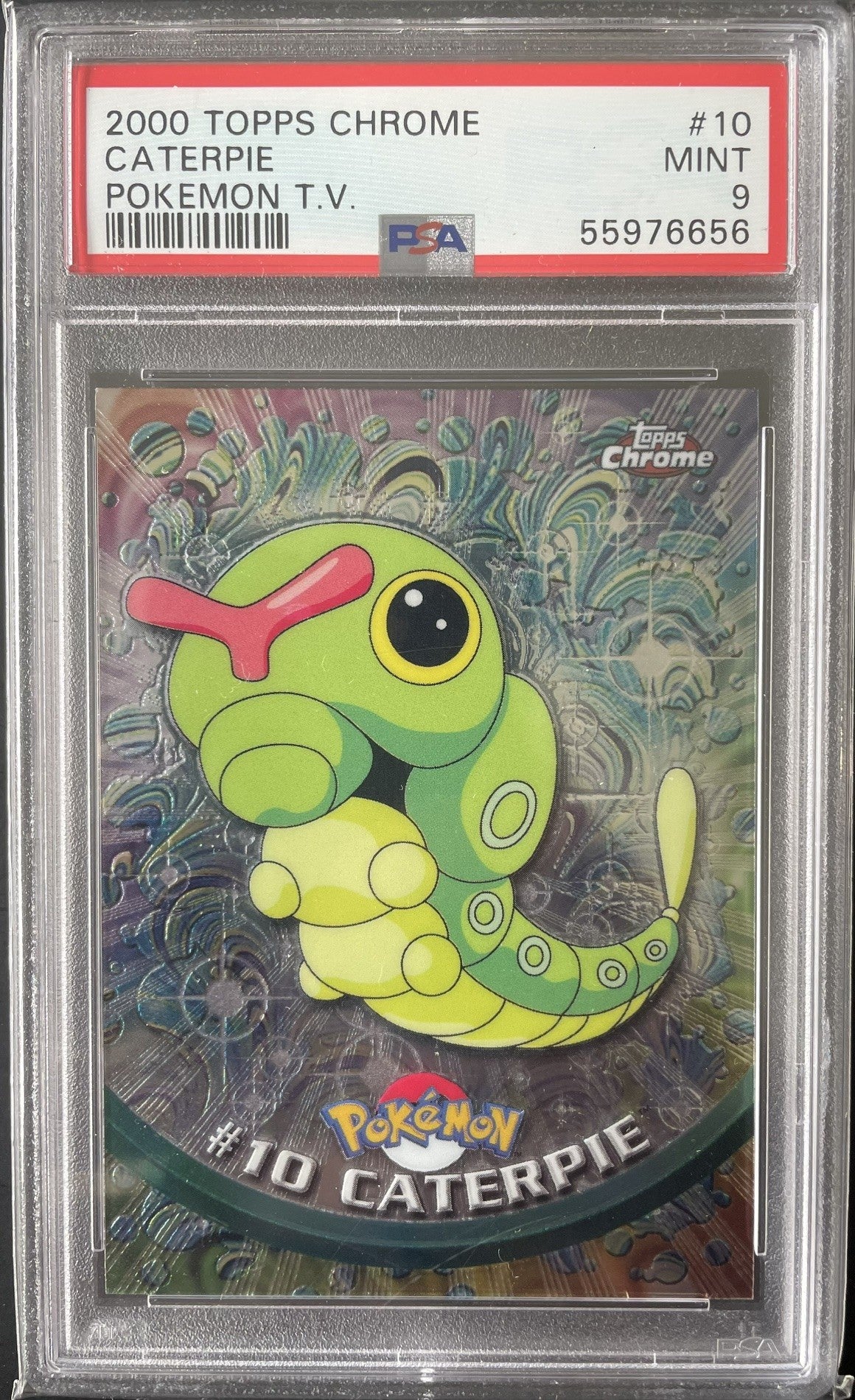 PSA 9 2000 Topps Chrome Pokémon TV Card Caterpie #10