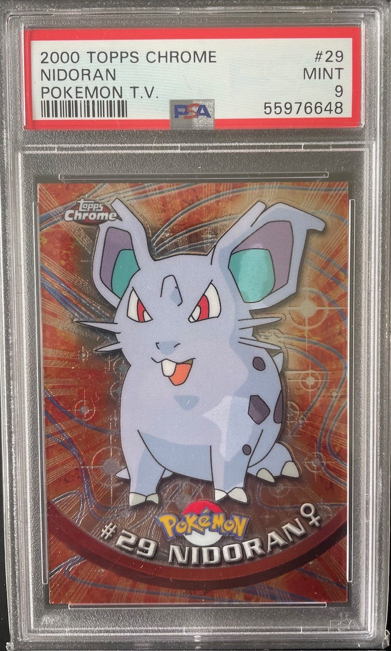 PSA 9 2000 Topps Chrome Pokémon TV Card Nidoran #29