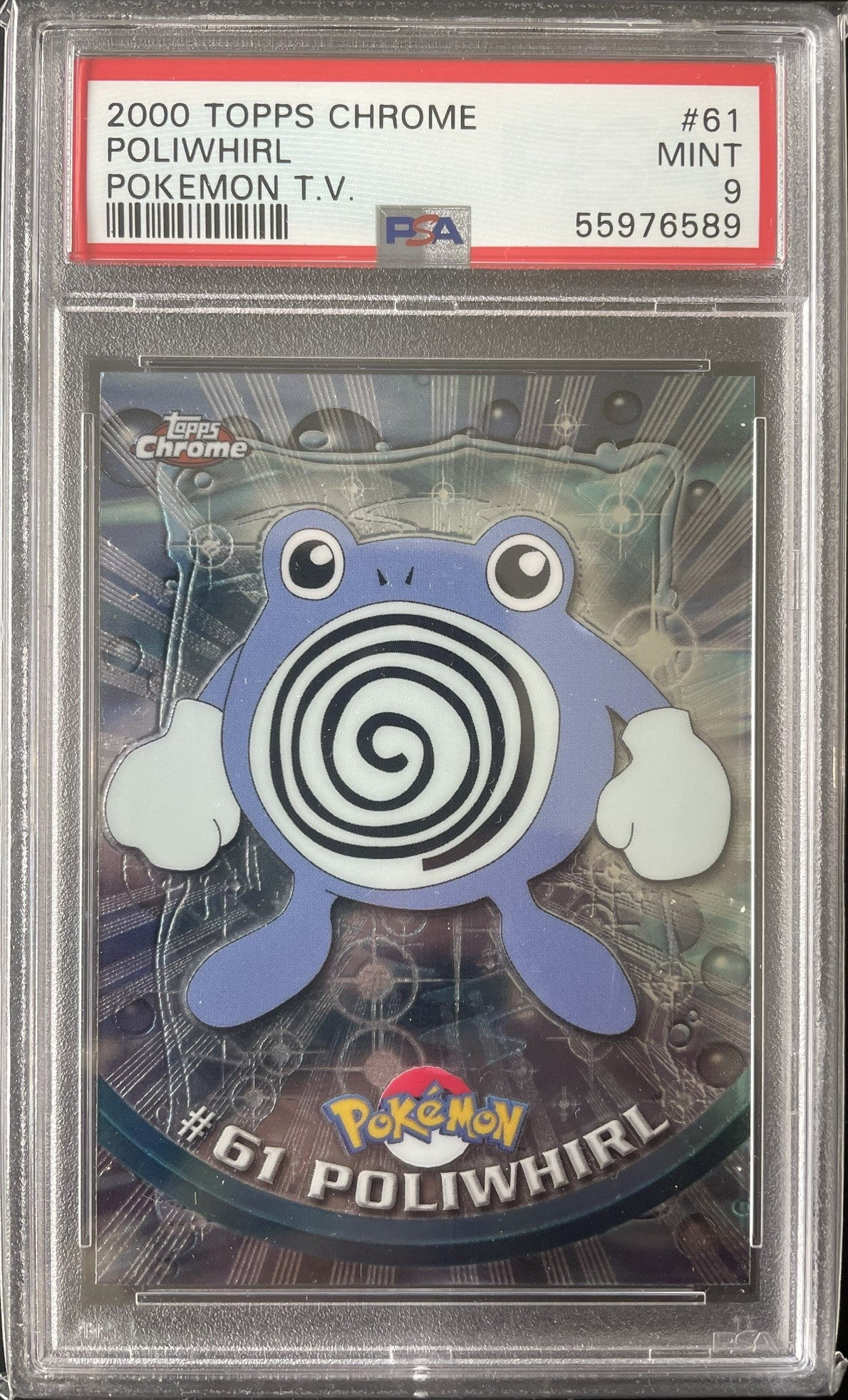 PSA 9 2000 Topps Chrome Pokémon TV Card Poliwhirl #61