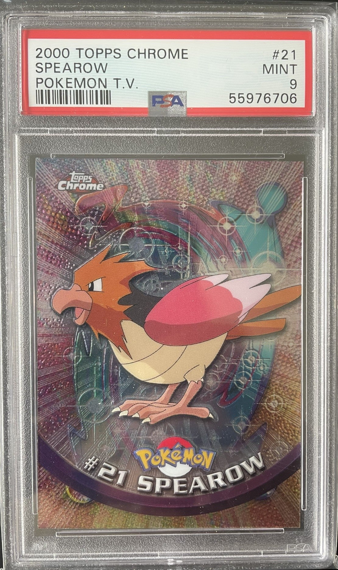 PSA 9 2000 Topps Chrome Pokémon TV Card Spearow #21