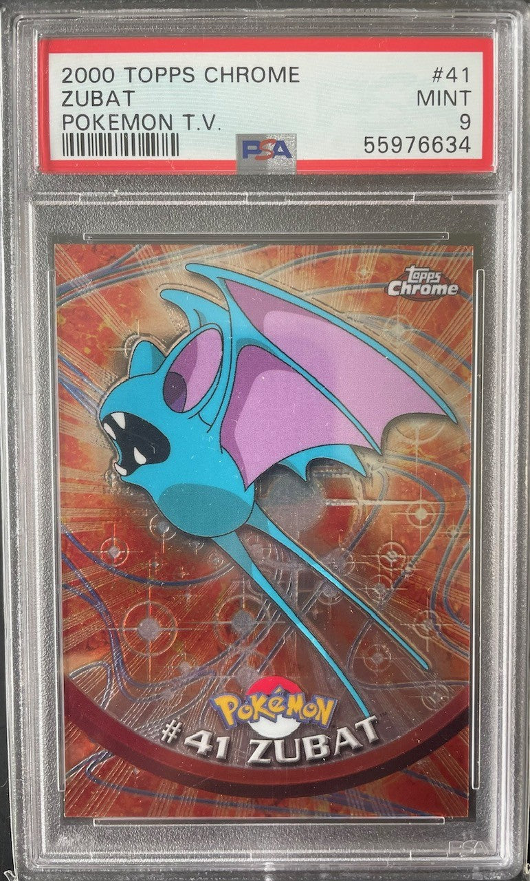 PSA 9 2000 Topps Chrome Pokémon TV Card Zubat #41