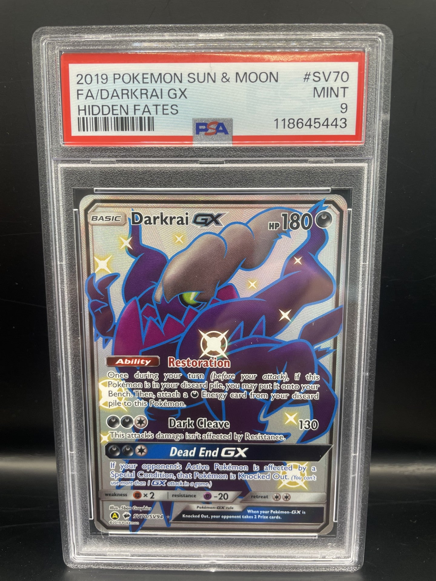 2019 Darkrai Sun & Moon Japanese Pokémon PSA 9