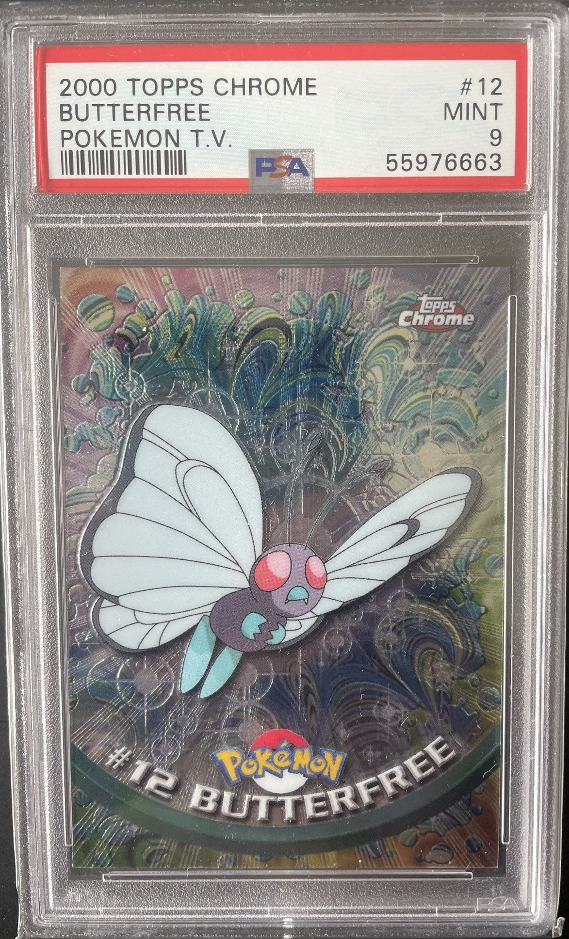 PSA 9 2000 Topps Chrome Pokémon TV Card Butterfree #12