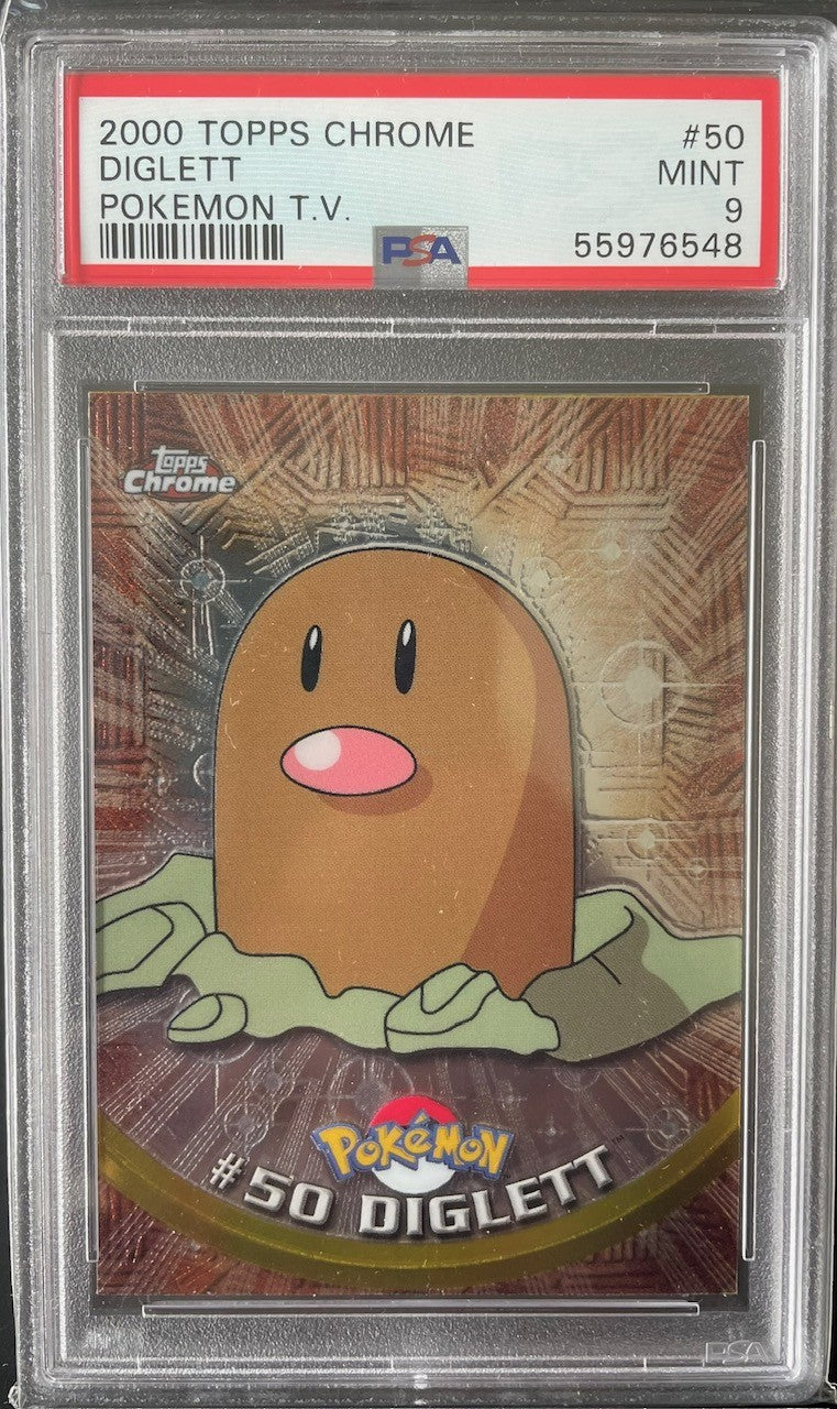 PSA 9 2000 Topps Chrome Pokémon TV Card Diglett #50