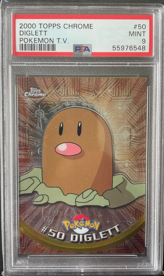 PSA 9 2000 Topps Chrome Pokémon TV Card Diglett #50