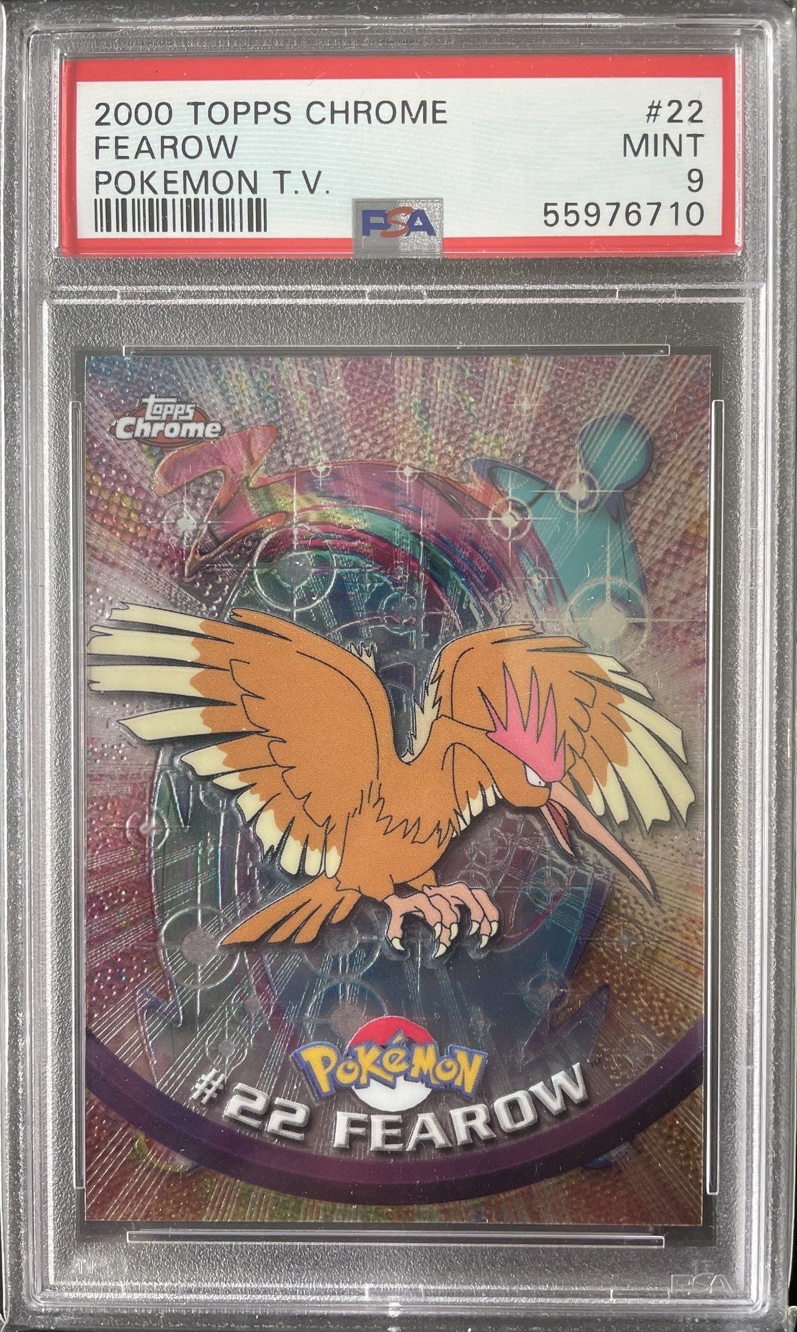 PSA 9 2000 Topps Chrome Pokémon TV Card Fearow #22
