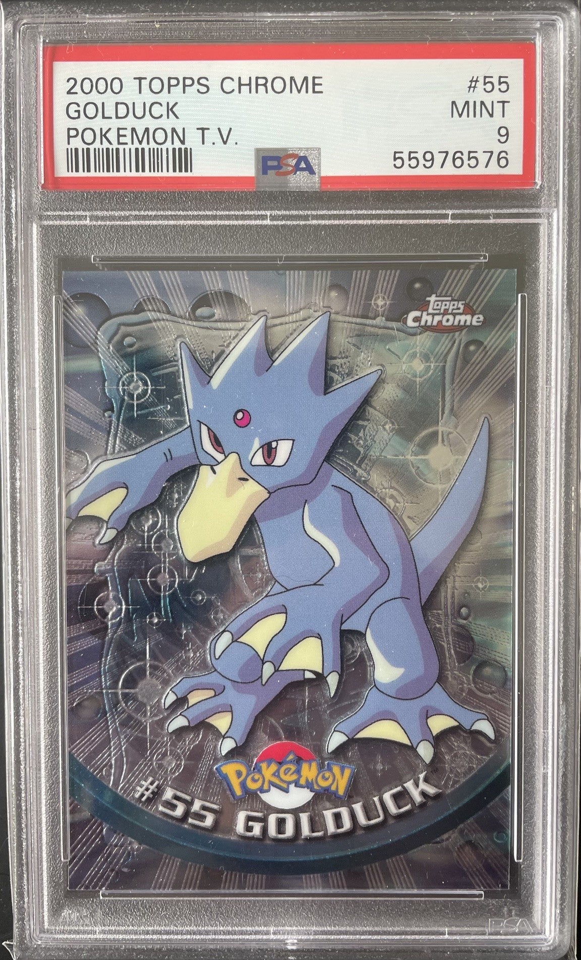 PSA 9 2000 Topps Chrome Pokémon TV Card Golduck #55