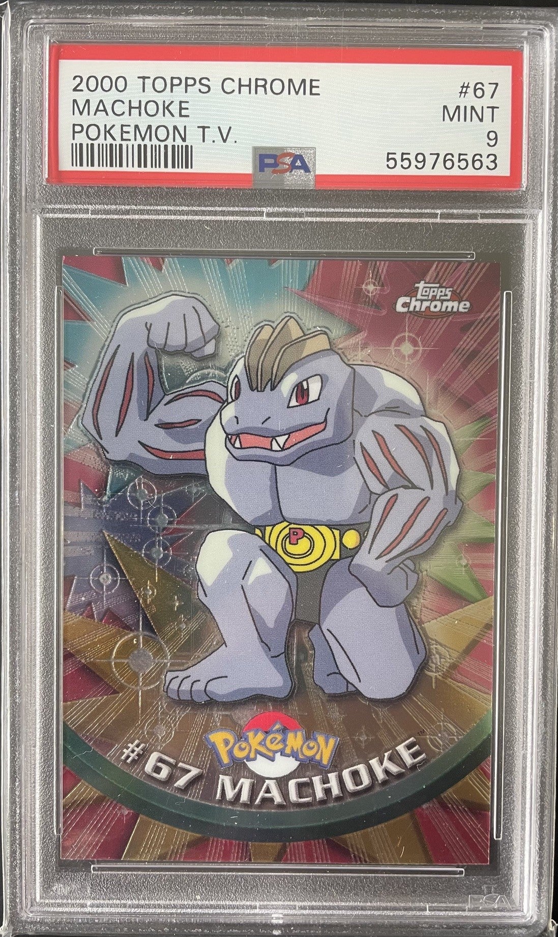 PSA 9 2000 Topps Chrome Pokémon TV Card Machoke #67