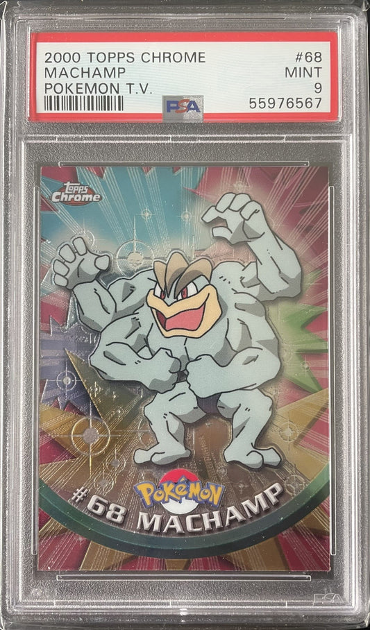 PSA 9 2000 Topps Chrome Pokémon TV Card Machamp #68
