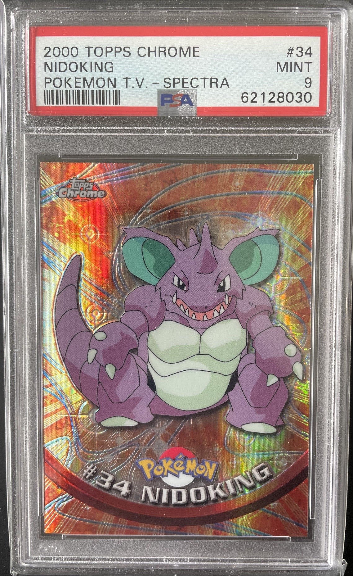 PSA 9 2000 Topps Chrome Pokémon TV Card Nidoking #34 Spectra