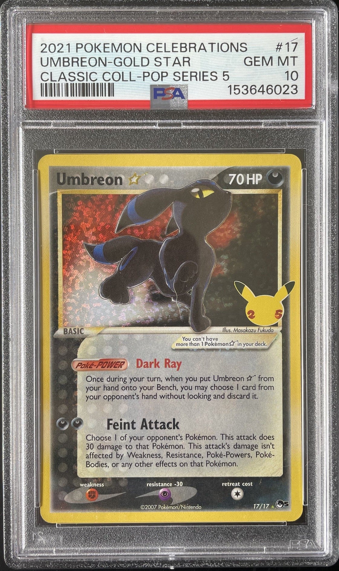 PSA 10 Pokémon 25th Celebrations Umbreon Gold Star #17