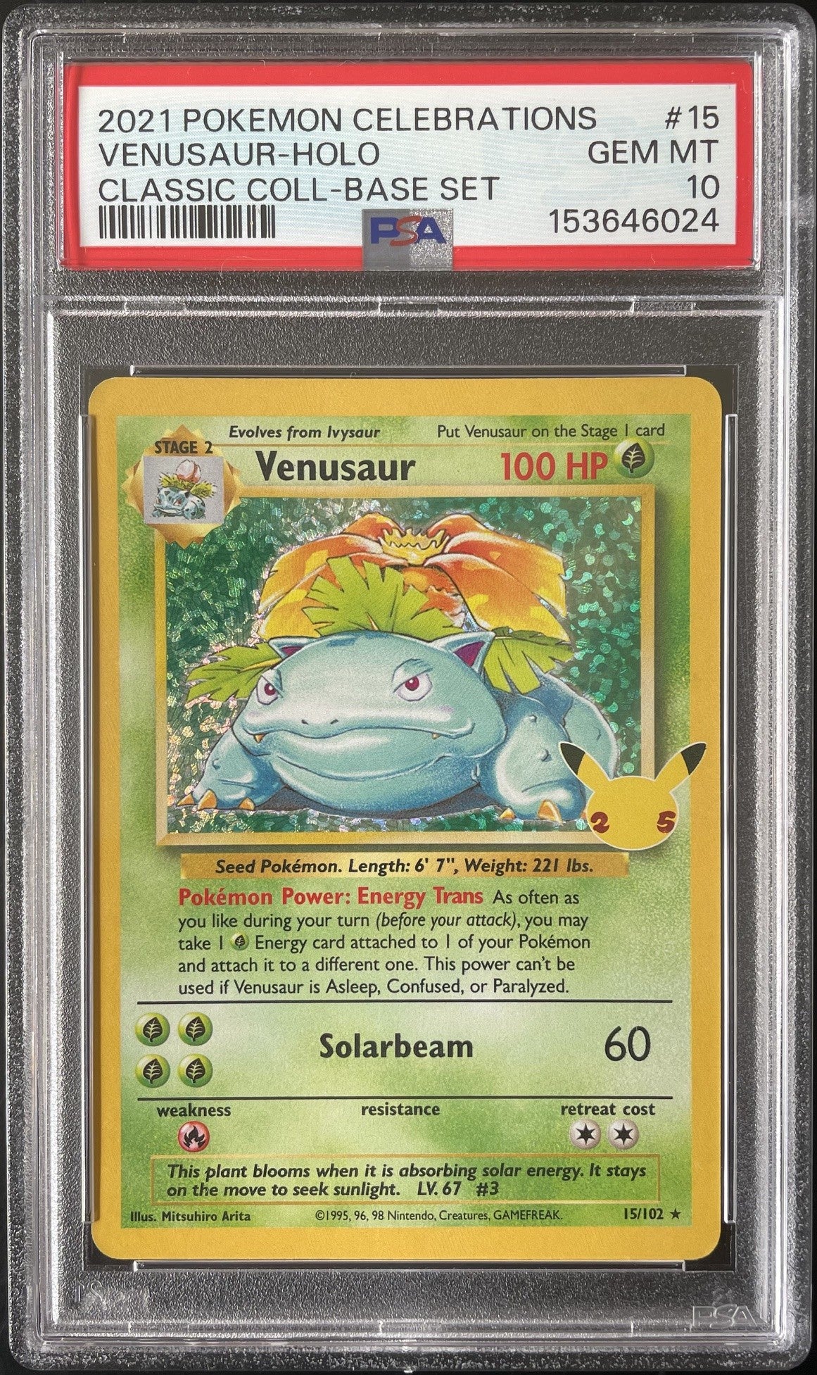 PSA 10 Venusaur Celebrations Pokemon 25th Anniversary Classic Collection 15/102