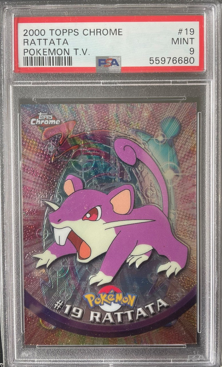PSA 9 2000 Topps Chrome Pokémon TV Card Rattata #19