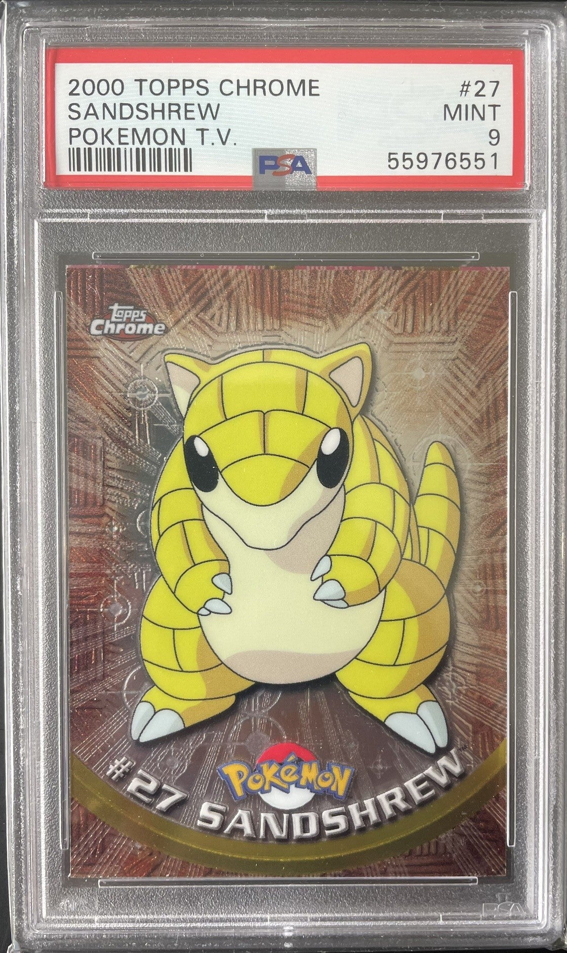 PSA 9 2000 Topps Chrome Pokémon TV Card Sandshrew #27