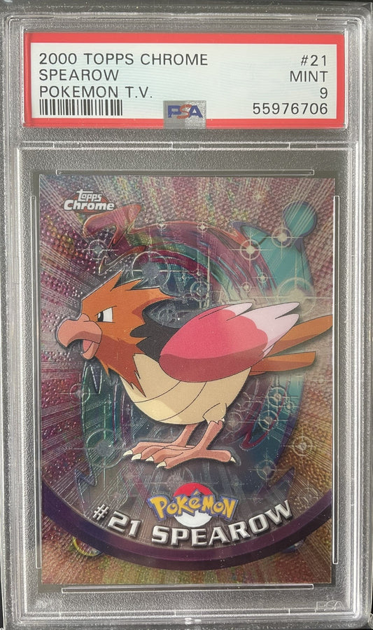 PSA 9 2000 Topps Chrome Pokémon TV Card Spearow #21
