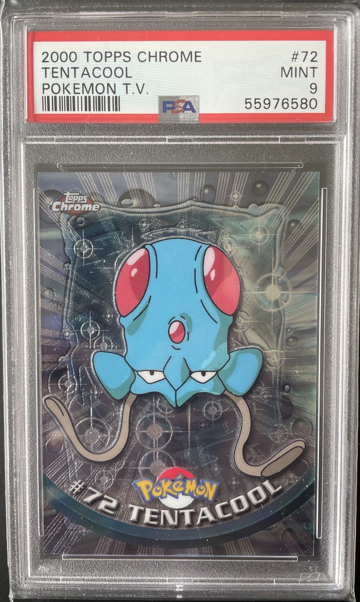 PSA 9 2000 Topps Chrome Pokémon TV Card Tentacool #72